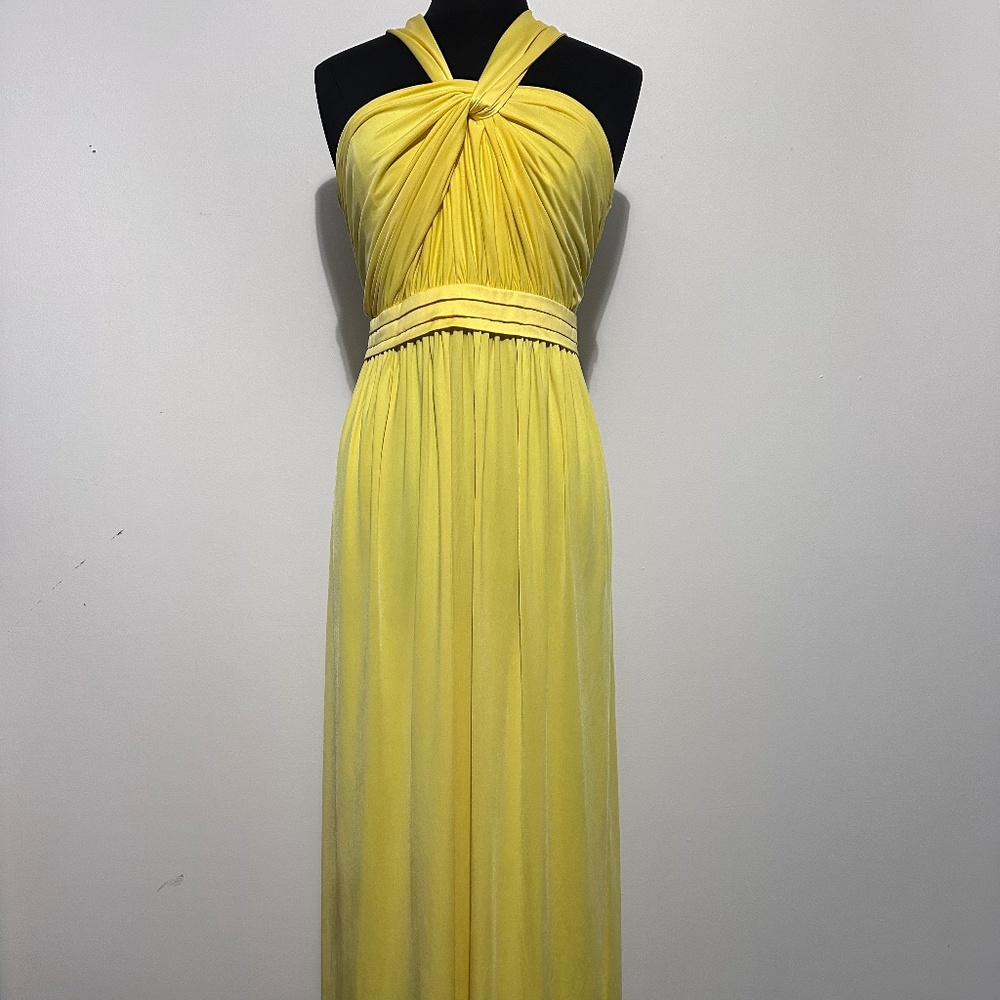 Cross Back Formal Yellow Gown size 12